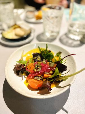 Roasted pumpkin salad at Rozey in Rotterdam