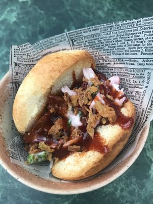 Pulled jackfruit burger  at Rozey in Rotterdam