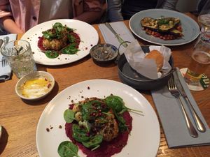 Cauliflower steak and Aubergine at Paisan in Hilversum