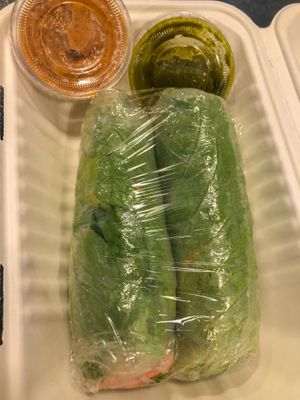 Avocado Summer Rolls with peanut sauce and a sweet sauce i have no clue what it is but is sooo delicious  at Bodhi Corner in Baltimore