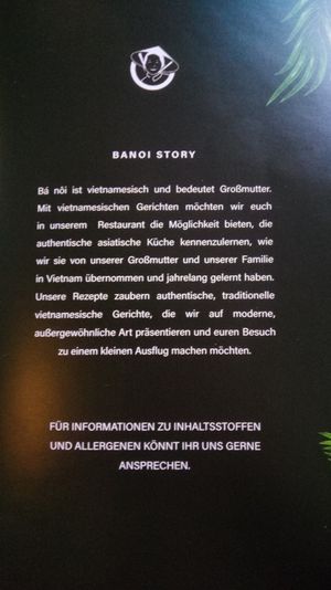 Die Einleitung in die Menükarte at BANÔI in Freiburg