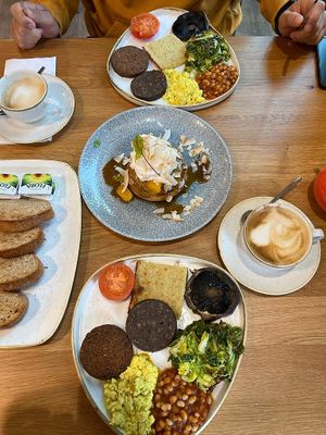 Vegan breakfast with coconut pancakes as a dessert 👌🏻  at Loudons Cafe and Bakery - New Waverley in Edinburgh