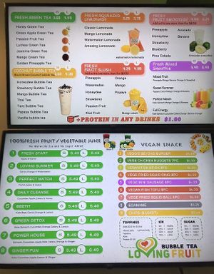 Menu 🌱🖤🍓🥭 at Loving Fruit  in Duluth