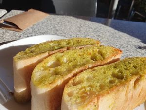 Vegan garlic bread (comes with 5 pieces) at Old Boundary Hotel in Bendigo