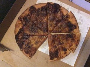 Vegan cheese mustard pizza at Old Boundary Hotel in Bendigo