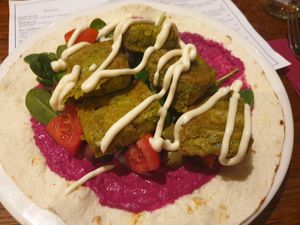 Vegan falafel wrap at Old Boundary Hotel in Bendigo
