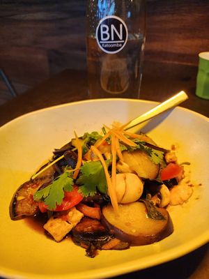 Basil chili eggplant at Basil Nut in Katoomba