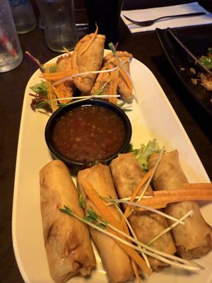 Spring rolls and mimosa  at Basil Nut in Katoomba