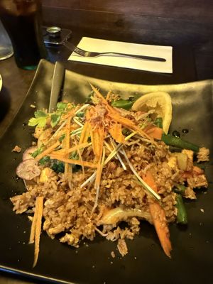 Tom yum fried rice (vego not vegan)  at Basil Nut in Katoomba