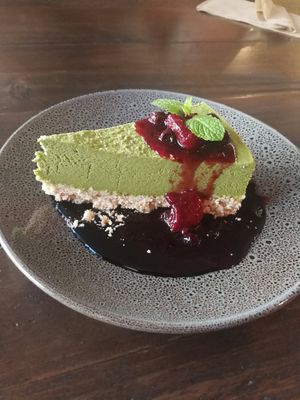 Coconut matcha cheesecake at Lotus Thai in Launceston