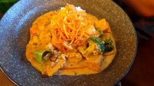 Satay noodles  #Veganuary at Lotus Thai in Launceston