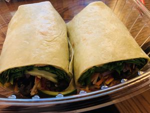 Supreme Veggie Wrap - hummus and veggies!  at Bloomingfoods Market and Deli - West Side in Bloomington