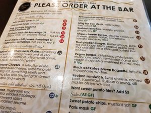 Menu at Blackheath Bar & Bistro in Blackheath