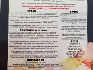 Menu at Zambra Fusion Cafe in Corpus Christi