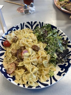 Spicy cilantro pasta with beyond sausage   at Zambra Fusion Cafe in Corpus Christi
