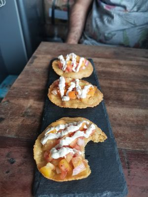 Corn tortillas with garlic sauce at Full Lotus in Coron