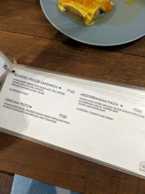 menu at Full Lotus in Coron