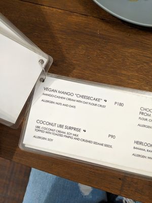 menu at Full Lotus in Coron