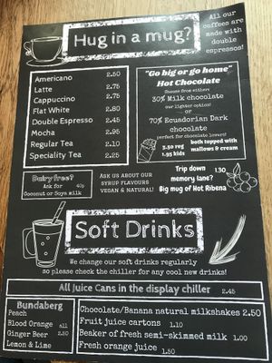 Drinks menu April 2019 at Stacks Coffee House and Bistro in Wick