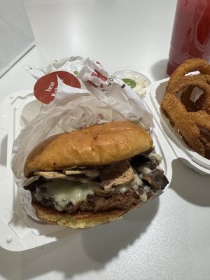 Swiss bacun mushroom burger   at Daily Veg in Wilmington