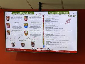 Açaí/Pitaya Bowl and Smoothie Menu  at Daily Veg in Wilmington
