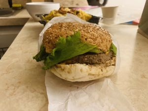 Impossible “cheese” burger  at Daily Veg in Wilmington