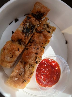 Focaccia & chilli jam at Urban Angel in Edinburgh