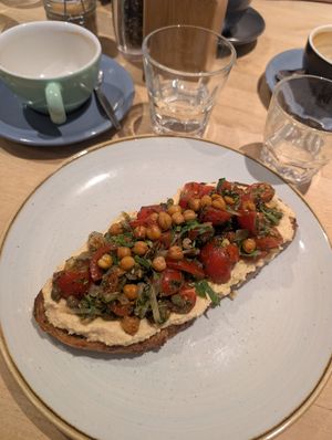 Hummus on toast at Urban Angel in Edinburgh