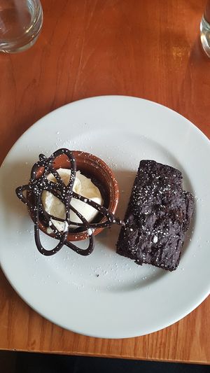 Chocolate & Banana bread with vegan vanilla ice cream at The Lewiston Loch Ness Inn in Drumnadrochit