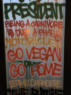 Cool graffiti at Vegan Junk Food Bar  - Rotterdam in Rotterdam