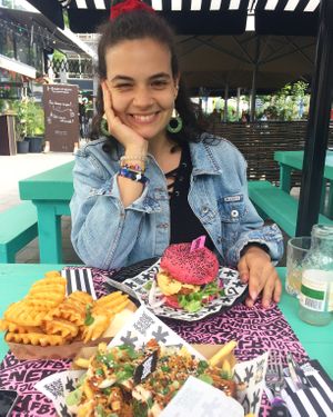 happy customer 👅 at Vegan Junk Food Bar  - Rotterdam in Rotterdam