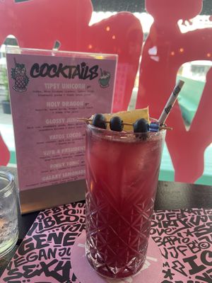 Galaxy lemonade. Added vodka to mock tail at Vegan Junk Food Bar  - Rotterdam in Rotterdam