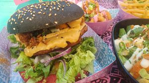 Notorious Sumo Burger and sides at Vegan Junk Food Bar  - Rotterdam in Rotterdam