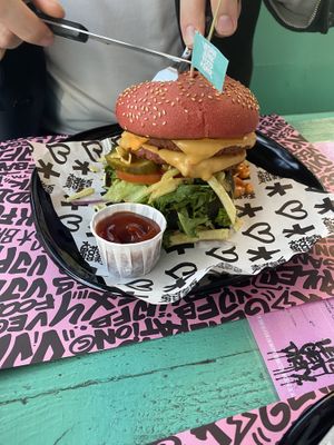 Double cheeseburger   at Vegan Junk Food Bar  - Rotterdam in Rotterdam
