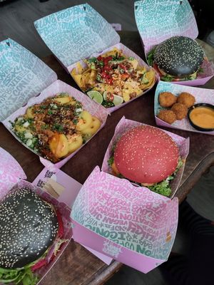 Smiley fries, nachos, cheese balls and classic burgers at Vegan Junk Food Bar  - Rotterdam in Rotterdam