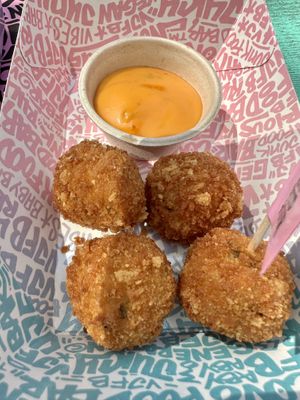 Mac and cheese balls  at Vegan Junk Food Bar  - Rotterdam in Rotterdam