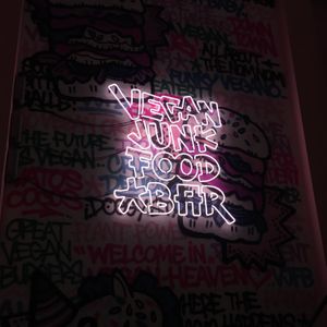 When the neon sign says vegan food. at Vegan Junk Food Bar  - Rotterdam in Rotterdam