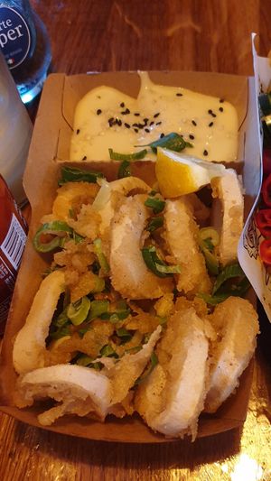 Fried kalamariz rings at Vegan Junk Food Bar  - Rotterdam in Rotterdam