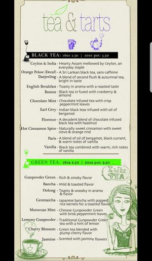 Black & Green teas at Tea & Tarts in Bangor