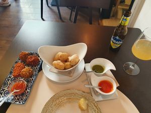 Patatas con mojo and croquettes at 18 Grados in Gran Canaria