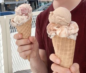 3 big scoops on each cone at Veganista Ice Cream VIII in Vienna