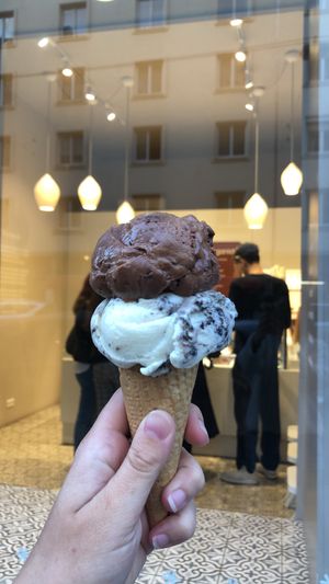 Cookies and Cream, & Chocolate with Brownie and Apricot Sauce 😍 at Veganista Ice Cream VIII in Vienna