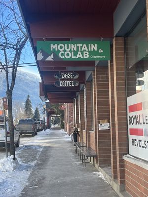 Dose outside next to mountain collab off Mackenzie street #Veganuary at Dose Coffee in Revelstoke
