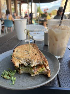 Vegan breakfast sandwich  at Dose Coffee in Revelstoke