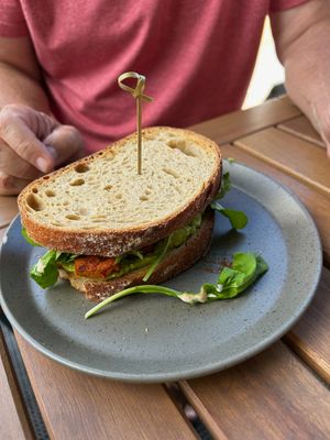 Tofu bacon and avocado sandwich at Dose Coffee in Revelstoke
