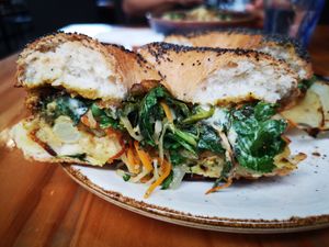 Inside the Vegan Bagel at Bayside Barista in Rockingham