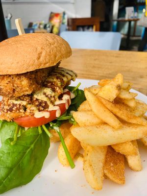 The V Burger  at Bayside Barista in Rockingham