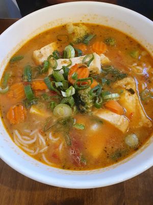 The day's special, soup with tofu and coconut milk at Saigon House in Helsinki