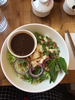 Cold rice noodle salad with tofu at Saigon House in Helsinki
