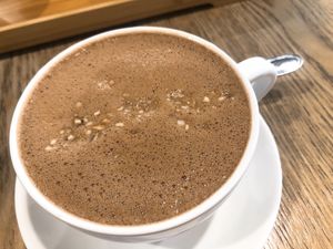 Hot Hazelnut chocolate with oatly milk  at YEARS 素年 in Kowloon